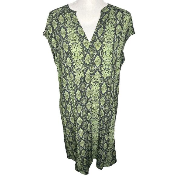 Anthropologie Women's Green Snake Print Rachel Tunic Dress Size Small - Picture 1 of 5